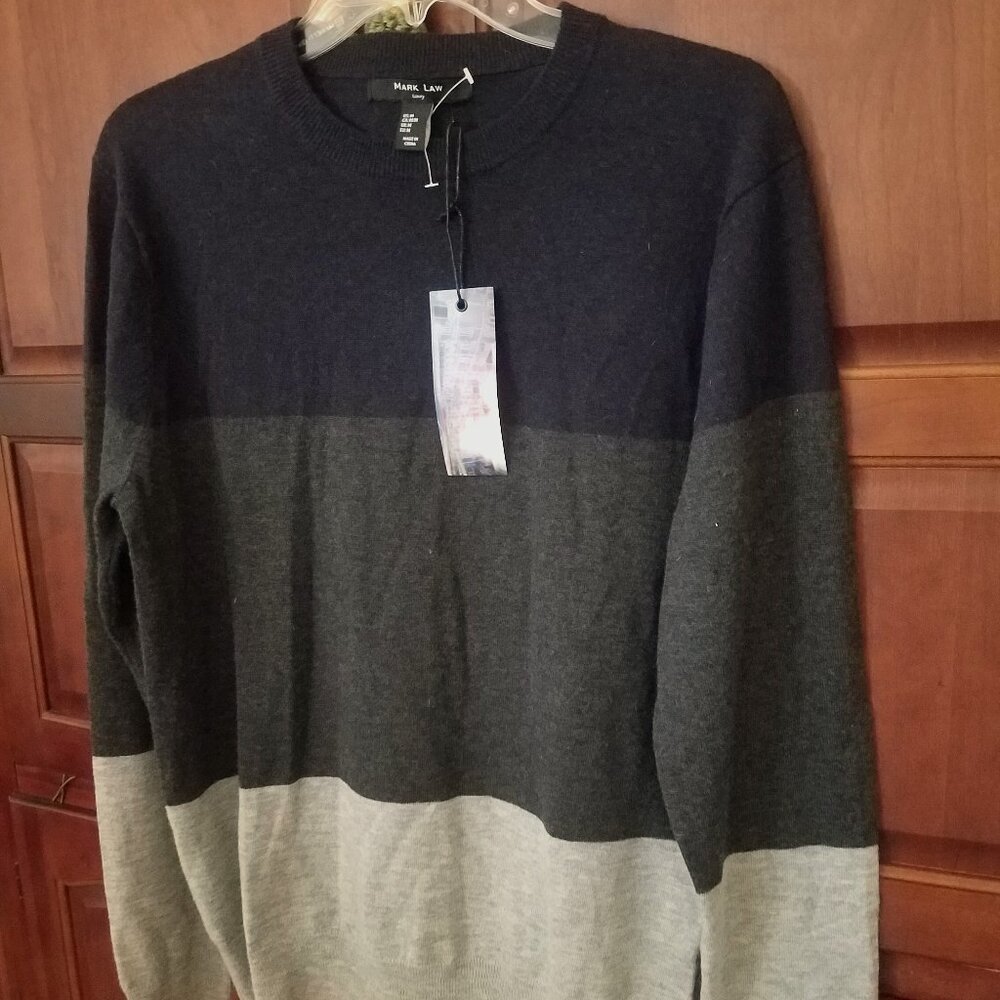 NEW Mark Law Luxury Men's Black Crew Pullover Sweater Size XL